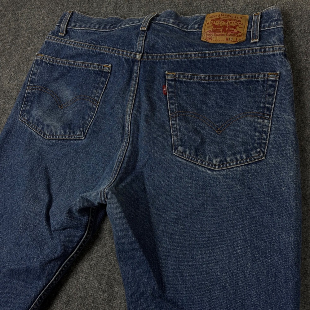 Levis 505 Regular Fit Jeans Mens 40x30 Medium Wash Blue Denim Straight Leg 40605